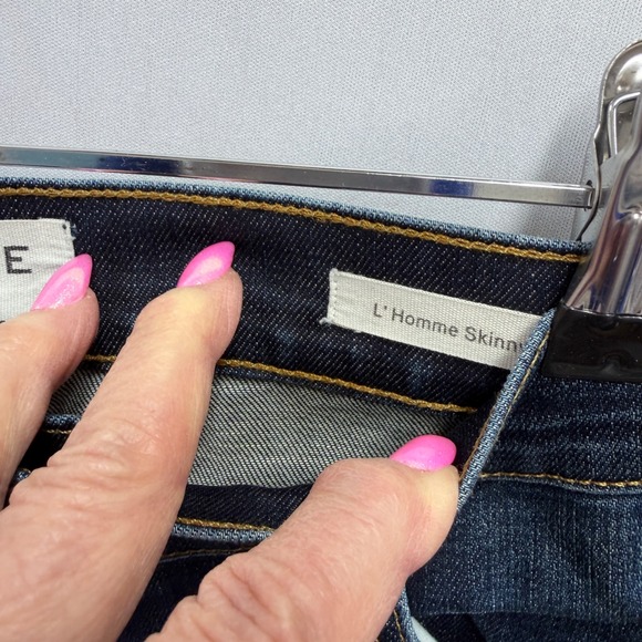 FRAME Denim Mens L'Homme Skinny Jeans Dark Wash Blue Size 32/31 zip Fly stretch - Picture 4 of 11